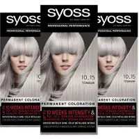 Syoss - 10-15 - Haarverf - Permanente Haarkleuring - Titanium - Grijsdekking - Voordeelverpakking - 3 stucks