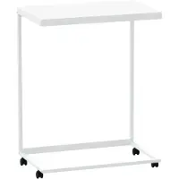 vidaXL Bijzettafel met wielen, wit, 55x35x70 cm, houtvezel