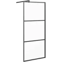 vidaXL Inloopdouchewand 80x195 cm mat ESG-glas zwart