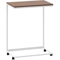 vidaXL Bijzettafel met wielen, wit, 55x35x70 cm, houtvezel
