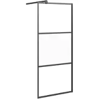 vidaXL Inloopdouchewand 80x195 cm halfmat ESG-glas zwart