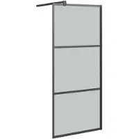 vidaXL Inloopdouchewand 90x195 cm donker ESG-glas zwart