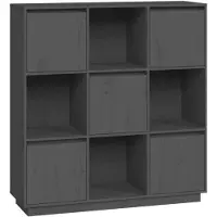 vidaXL Hoge kast 110,5x35x117 cm massief grenenhout grijs