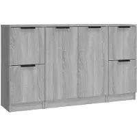 vidaXL Dressoirs 3 st bewerkt hout grijs sonoma eikenkleurig