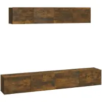 vidaXL 4-delige Tv-meubelset bewerkt hout gerookt eikenkleurig