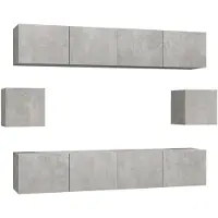 vidaXL 6-delige Tv-meubelset bewerkt hout betongrijs