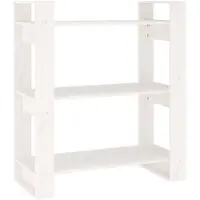 vidaXL Boekenkast/kamerscherm 80x35x91 cm massief grenenhout wit