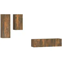 vidaXL 4-delige Tv-meubelset bewerkt hout gerookt eikenkleurig