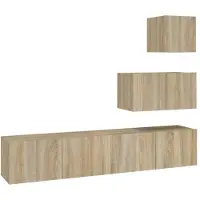 vidaXL 4-delige Tv-meubelset bewerkt hout sonoma eikenkleurig