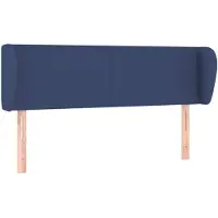 vidaXL Hoofdbord met randen 147x23x78/88 cm stof blauw