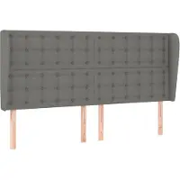 vidaXL Hoofdbord met randen 183x23x118/128 cm stof donkergrijs