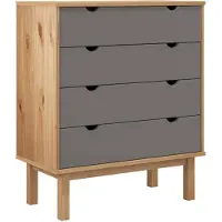 vidaXL Ladekast OTTA 76,5x39,5x90 cm massief grenenhout bruin en grijs
