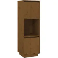 vidaXL Hoge kast, honingbruin, 38x35x117 cm, massief grenenhout