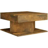 vidaXL Salontafel 57x57x30 cm bewerkt hout gerookt eikenkleurig