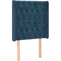 vidaXL Hoofdbord met randen 83x16x118/128 cm fluweel blauw