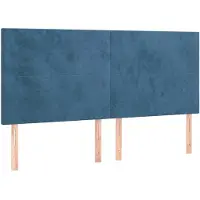 vidaXL Hoofdbord donkerblauw 200x5x118/128 cm fluweel