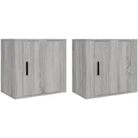 vidaXL Nachtkastjes 2 st wandgemonteerd 50x30x47 cm grijs sonoma eiken