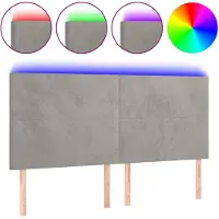 vidaXL Hoofdbord LED 180x5x118/128 cm fluweel lichtgrijs
