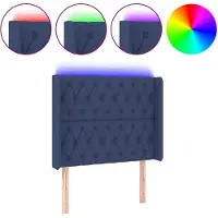 vidaXL Hoofdbord LED 93x16x118/128 cm stof blauw