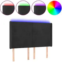 vidaXL Hoofdbord LED 147x16x118/128 cm fluweel zwart