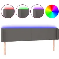 vidaXL Hoofdbord LED 203x16x78/88 cm kunstleer grijs