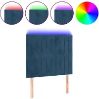 vidaXL Hoofdbord LED 90x5x118/128 cm fluweel donkerblauw