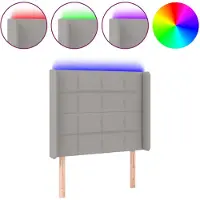 vidaXL Hoofdbord LED 83x16x118/128 cm stof lichtgrijs