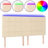vidaXL Hoofdbord LED 180x5x118/128 cm stof crèmekleurig