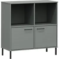 vidaXL Boekenkast met metalen poten OSLO 90x35x90,5 cm hout grijs