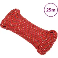 vidaXL Boottouw 5 mm 25 m polypropyleen rood