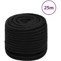 vidaXL Werktouw 18 mm 25 m polyester zwart