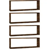 vidaXL Wandschappen kubus 4 st 80x15x26,5 cm hout gerookt eikenkleurig