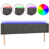 vidaXL Hoofdbord LED 183x16x78/88 cm fluweel donkergrijs