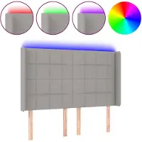 vidaXL Hoofdbord LED 147x16x118/128 cm stof lichtgrijs