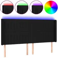 vidaXL Hoofdbord LED 183x16x118/128 cm stof zwart