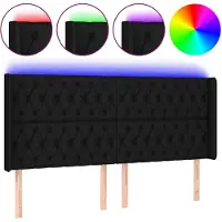 vidaXL Hoofdbord LED 203x16x118/128 cm stof zwart