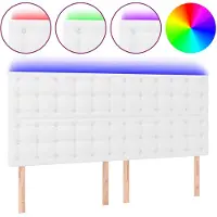 vidaXL Hoofdbord LED 180x5x118/128 cm kunstleer wit