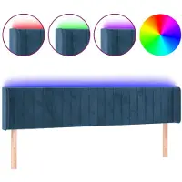 vidaXL Hoofdbord LED 183x16x78/88 cm fluweel donkerblauw