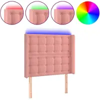 vidaXL Hoofdbord LED 103x16x118/128 cm fluweel roze