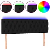 vidaXL Hoofdbord LED 160x7x78/88 cm stof zwart