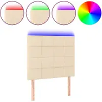 vidaXL Hoofdbord LED 100x5x118/128 cm stof crèmekleurig