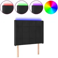 vidaXL Hoofdbord LED 93x16x118/128 cm fluweel zwart