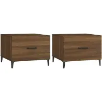 vidaXL Salontafel met metalen poten, 2 stuks, bruin, eikenlook, 50x50x40 cm