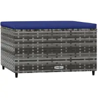 vidaXL Voetensteun met kussen poly rattan grijs