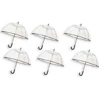 Merkloos 6 Stuks Transparante koepelparaplu 85 cm - doorzichtige paraplu - trouwparaplu - bruidsparaplu - stijlvol - plastic -
