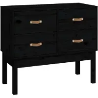 vidaXL Wandkast 90x40x78 cm massief grenenhout zwart