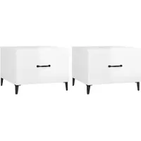 vidaXL Salontafels met metalen poten, 2 stuks, hoogglanzend wit, 50x50x40 cm