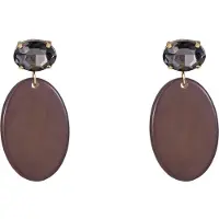 Go Dutch Label Oorknoppen steentje resin ovaal Zwart