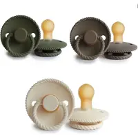 Frigg ROPE Fopspeen set 3 stuks Olive,Portobello en Cream 6-18 maand