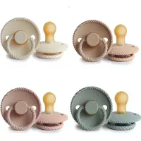 Frigg ROPE Fopspeen set 4 stuks Cream,Blush,Croissant en Sage 0-6 maand